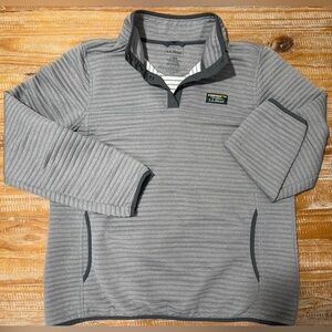 L.L.Bean Women’s Airlight Knit Pullover, Gray, Quarter Snap, Large, EUC